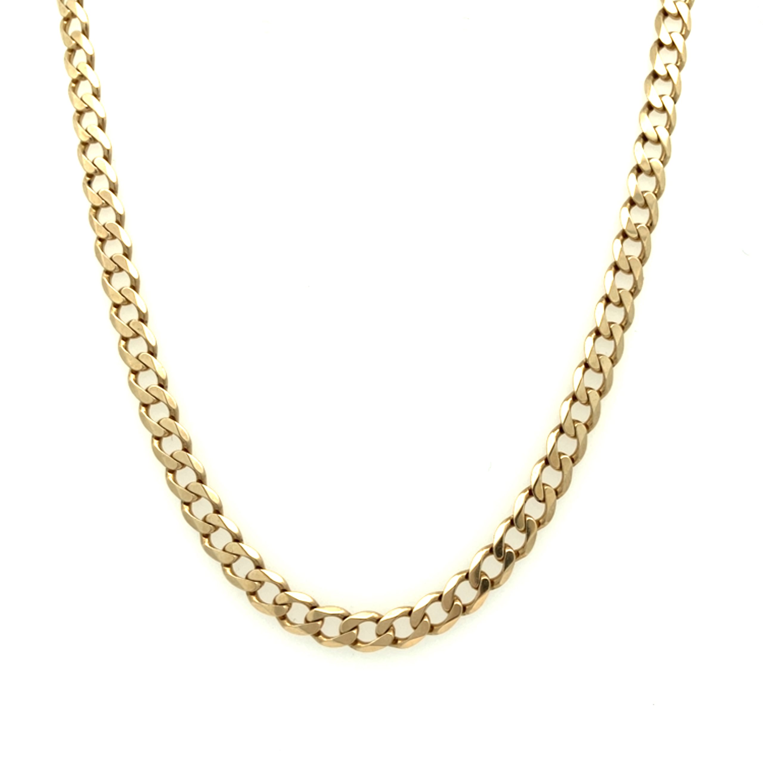 Classic Yellow Gold Flat Filed Curb Chain - 20 Inch