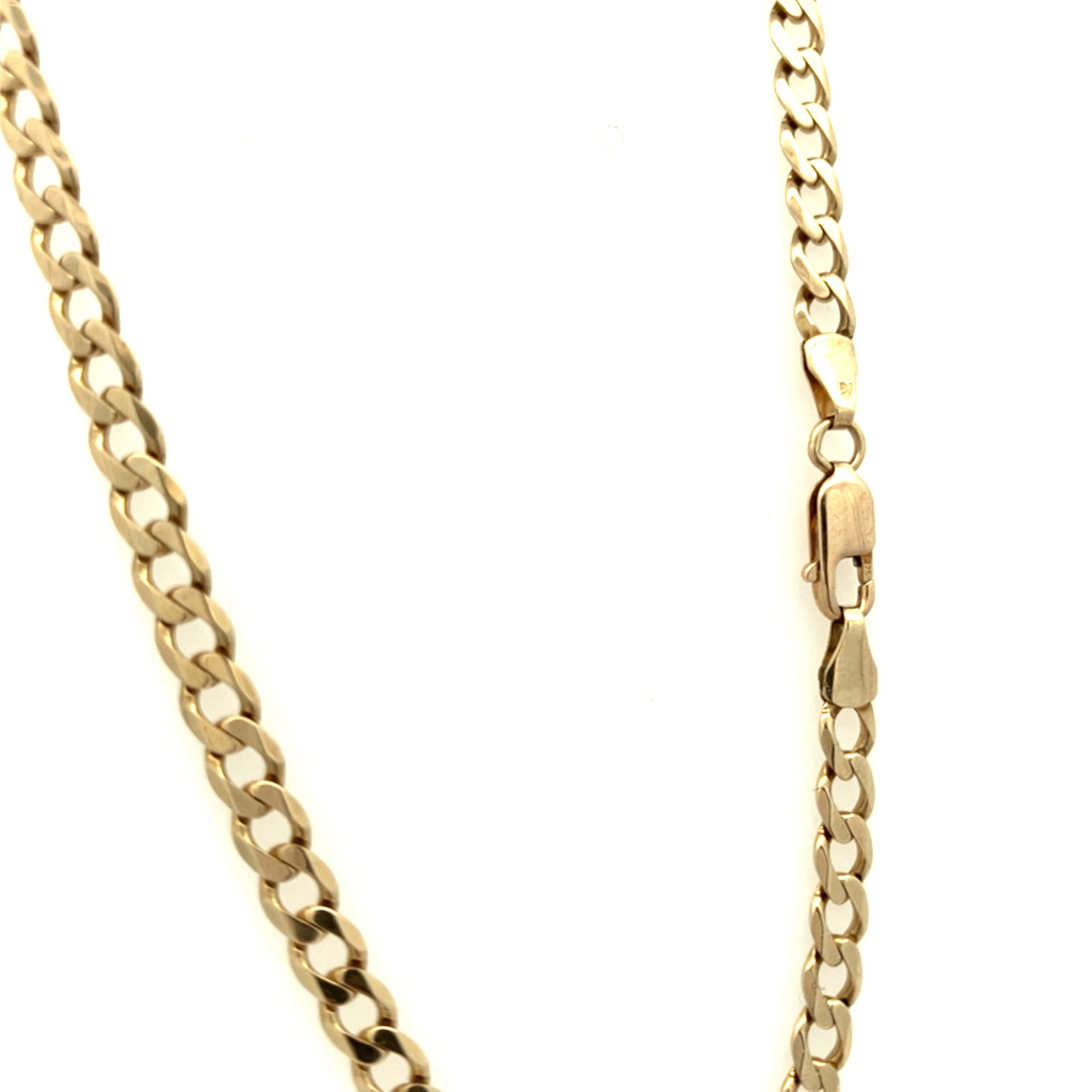 Classic Yellow Gold Flat Filed Curb Chain - 20 Inch