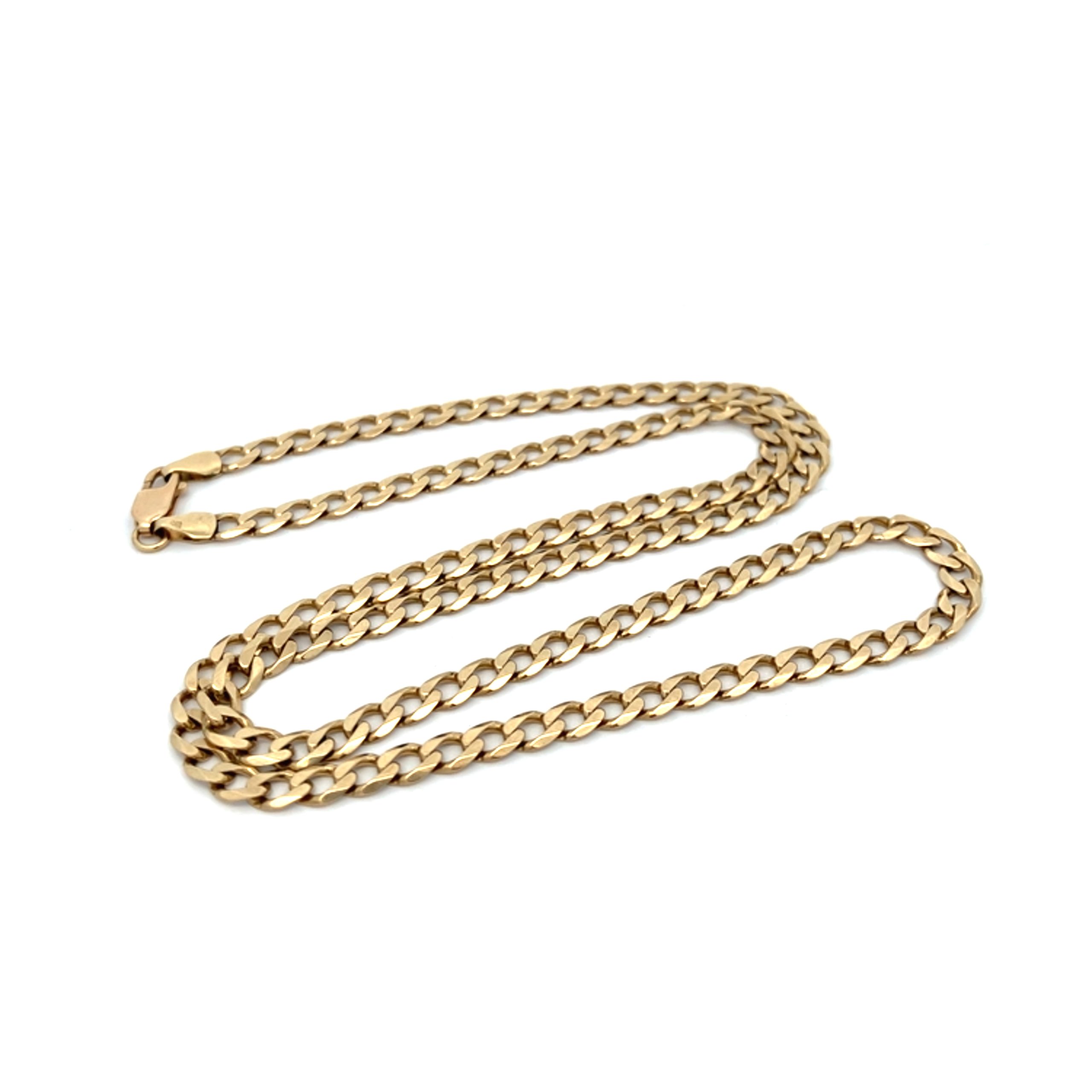 Classic Yellow Gold Flat Filed Curb Chain - 20 Inch