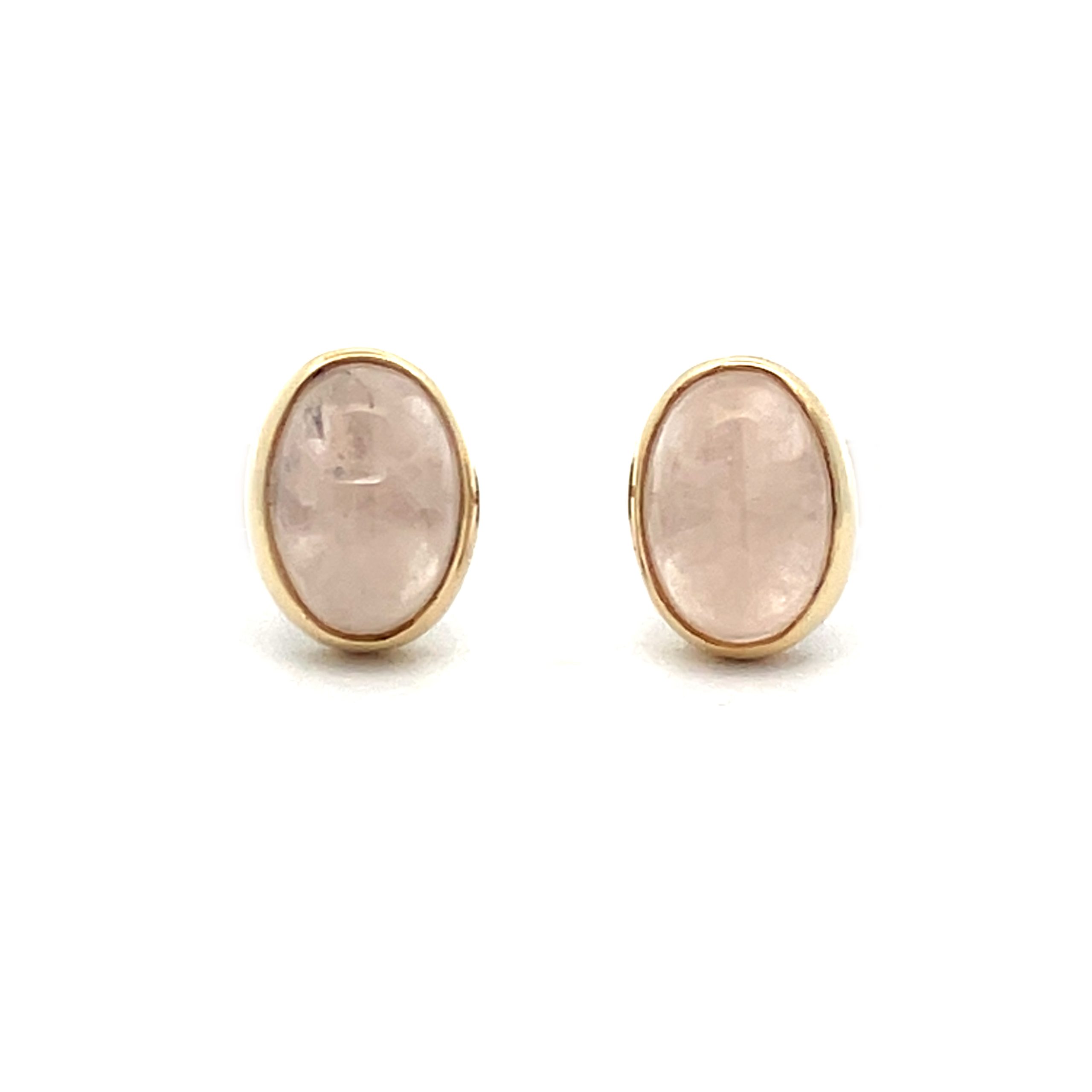 Pretty Yellow Gold Rose Quartz Stud Earrings