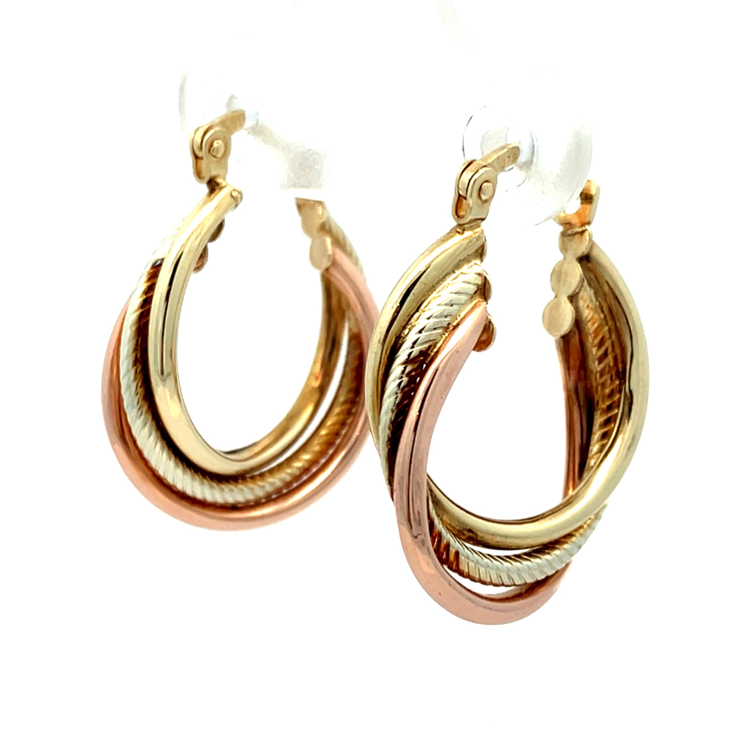Three Tone Gold Creole Hoop Earrings