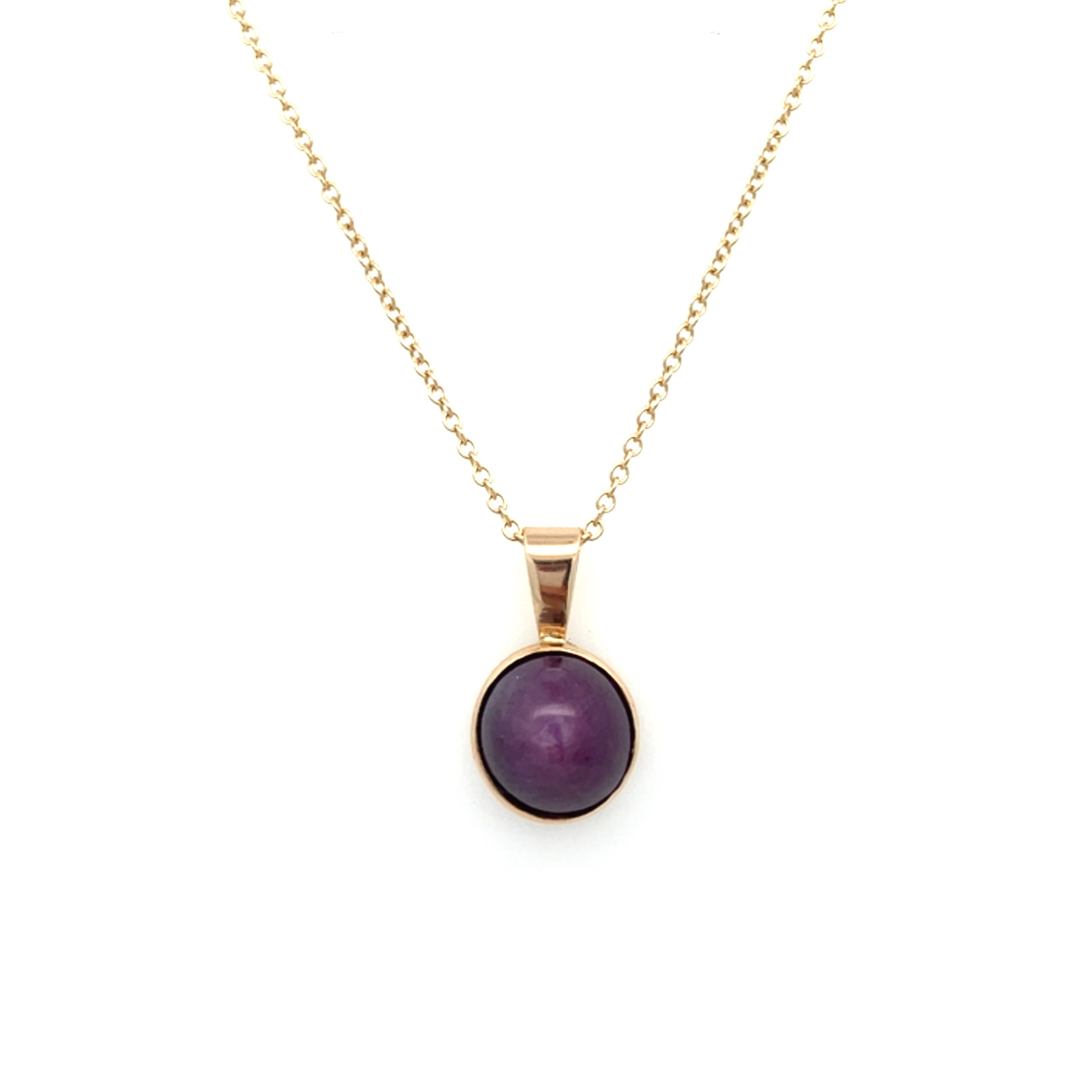Yellow Gold Star Ruby Solitaire Necklace - 20 Inch