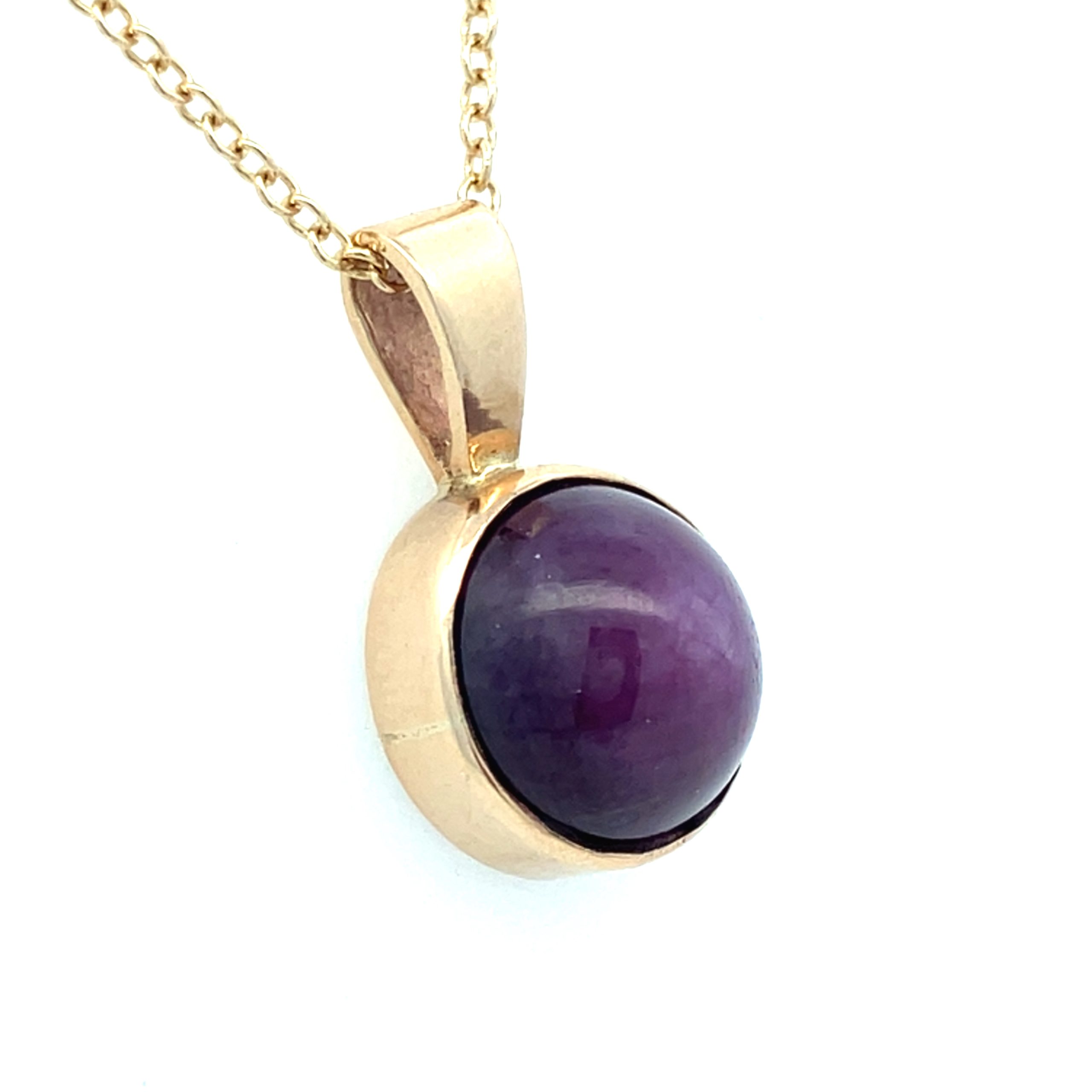 Yellow Gold Star Ruby Solitaire Necklace - 20 Inch