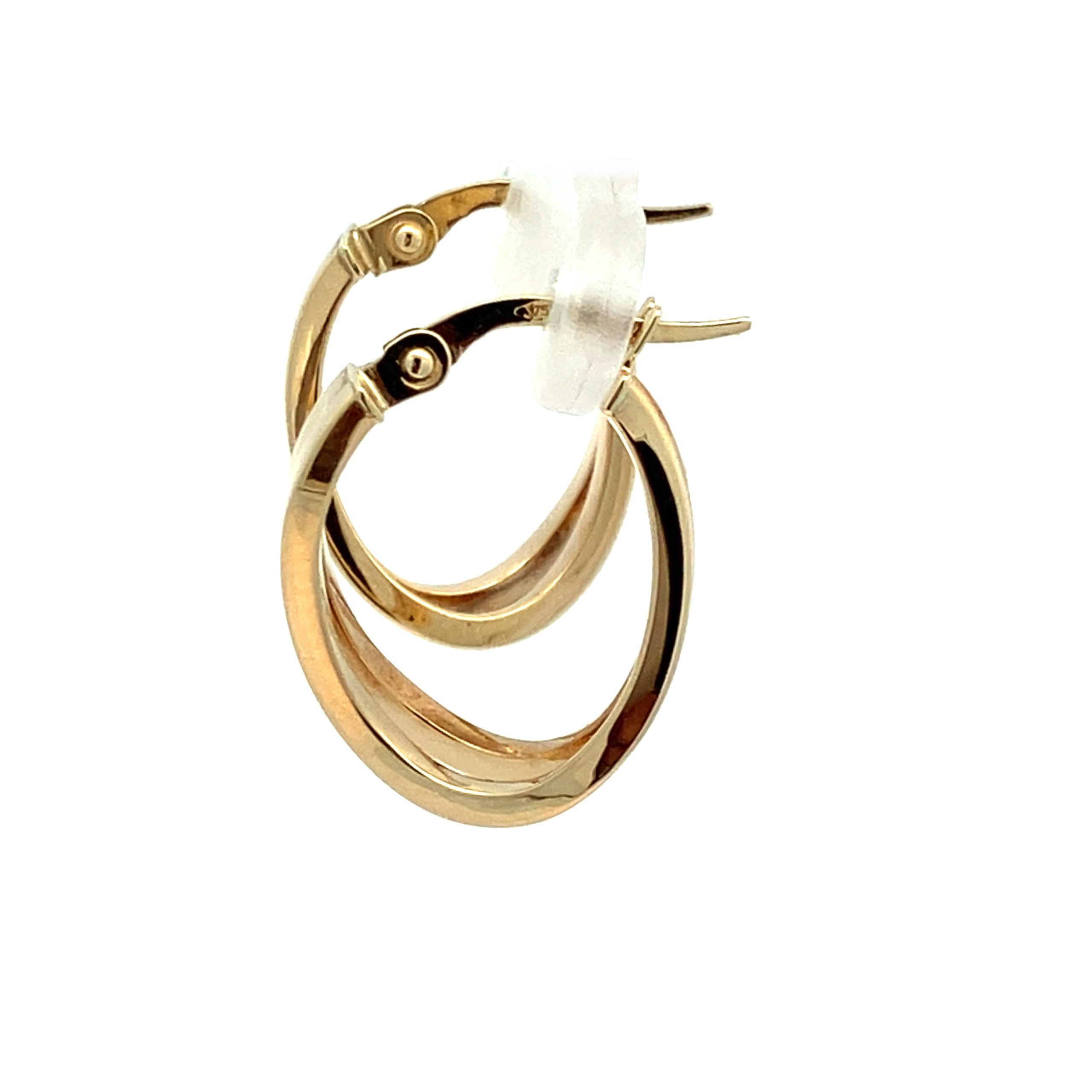 Yellow Gold Waved Double Hoop Earrings
