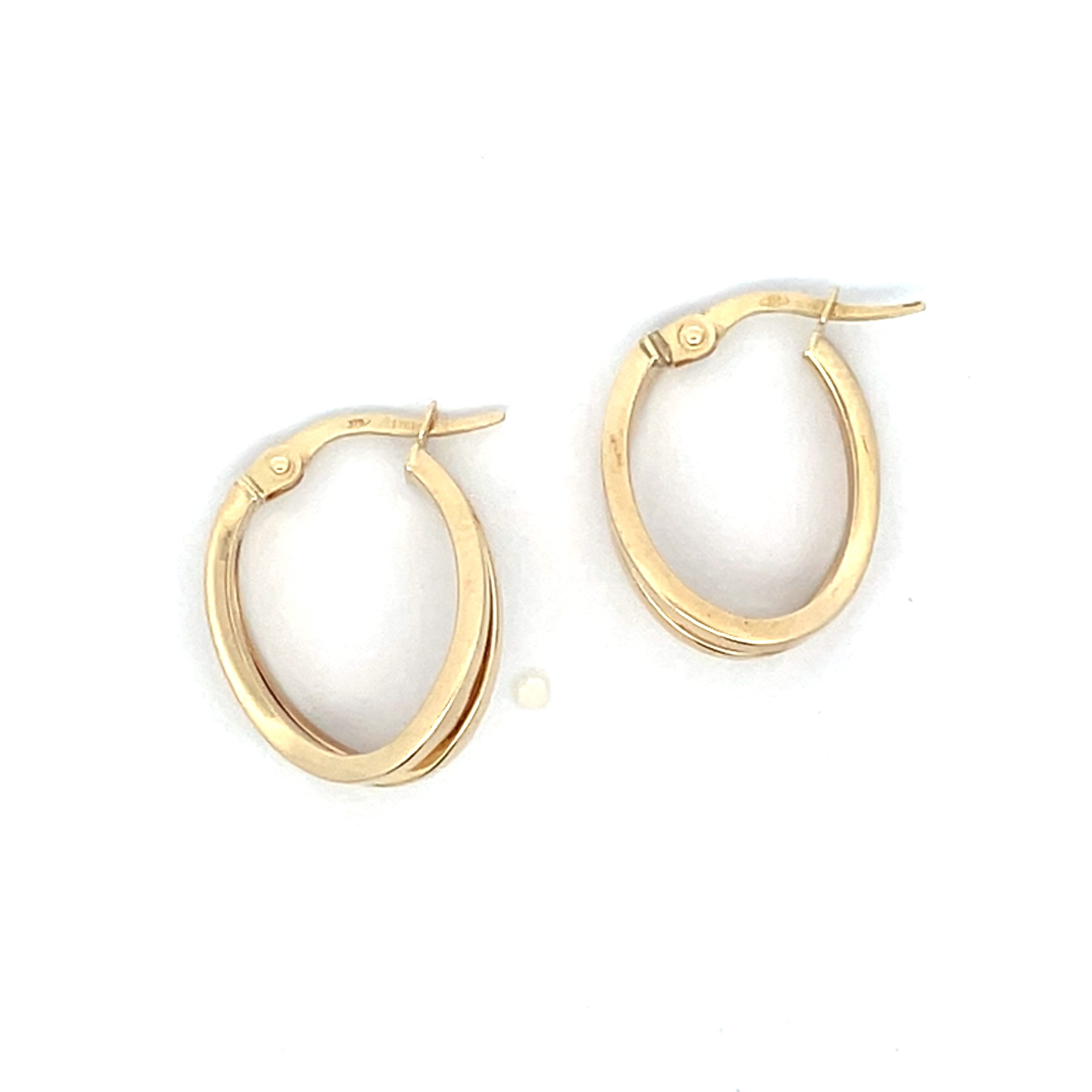 Yellow Gold Waved Double Hoop Earrings