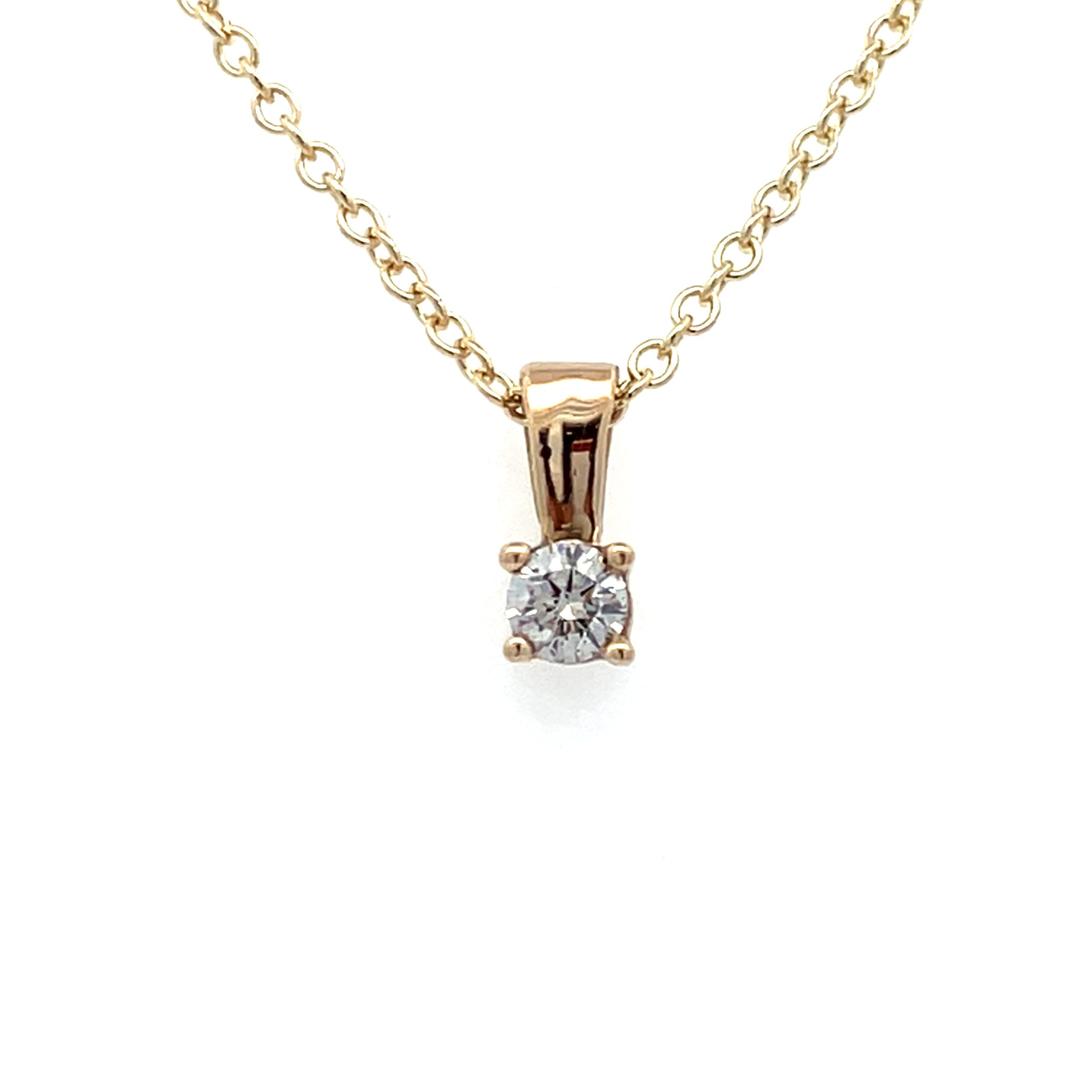 9ct Yellow Gold Diamond Solitaire Pendant Necklace