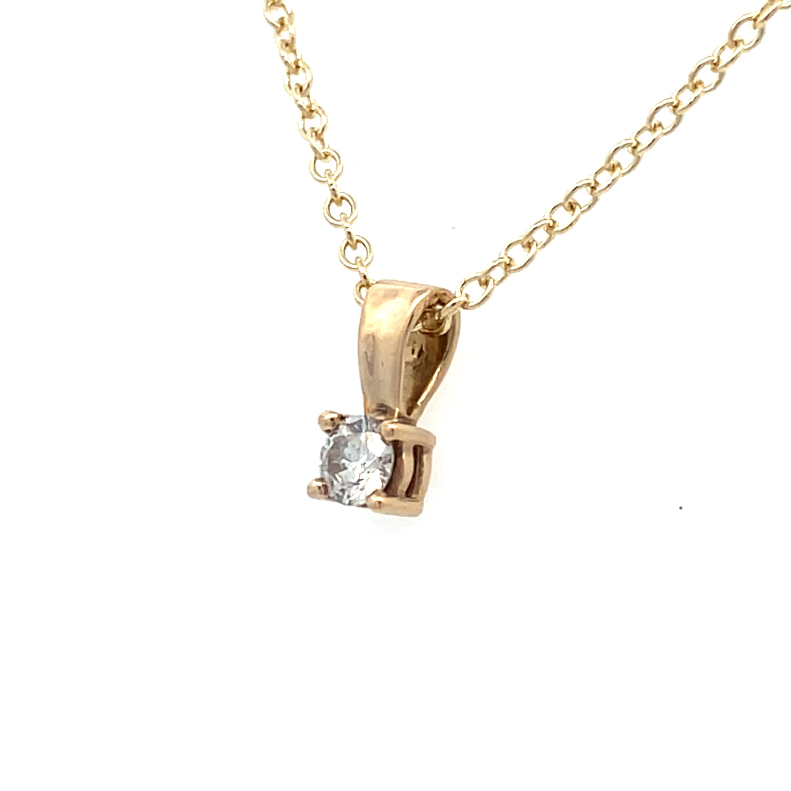 9ct Yellow Gold Diamond Solitaire Pendant Necklace