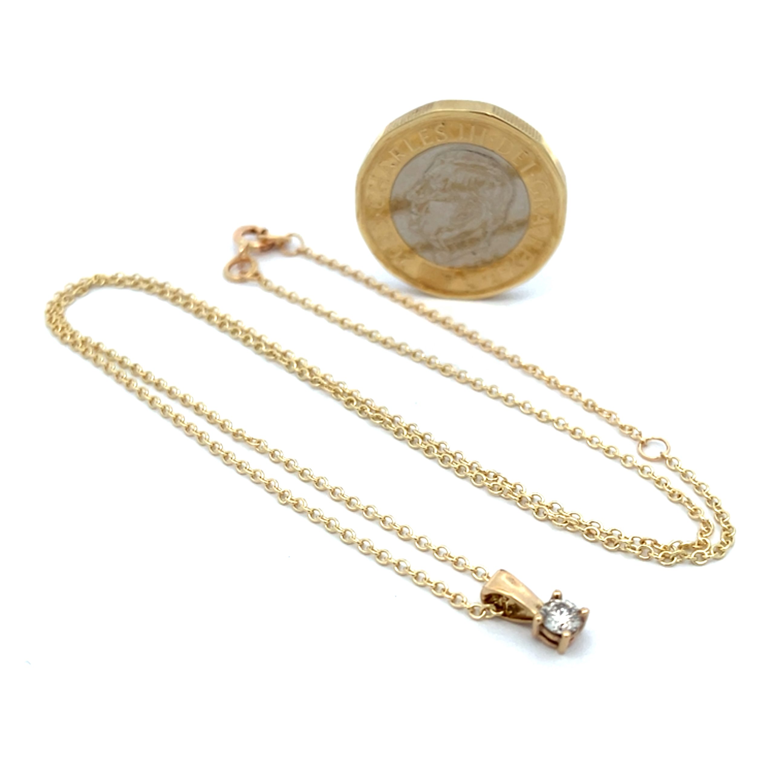 9ct Yellow Gold Diamond Solitaire Pendant Necklace