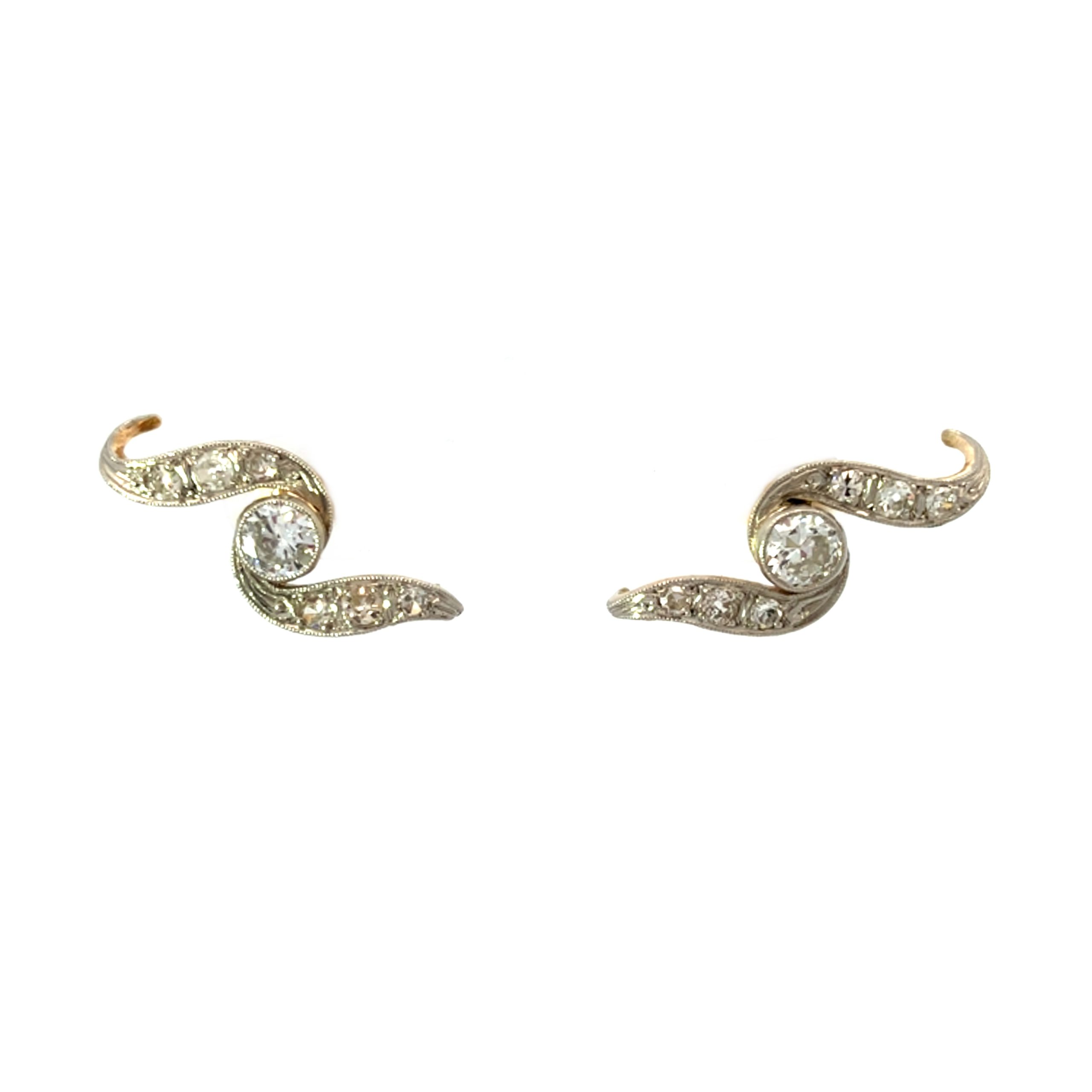 Antique Old Cut Diamond Stud Wrap Climber Dress Earrings