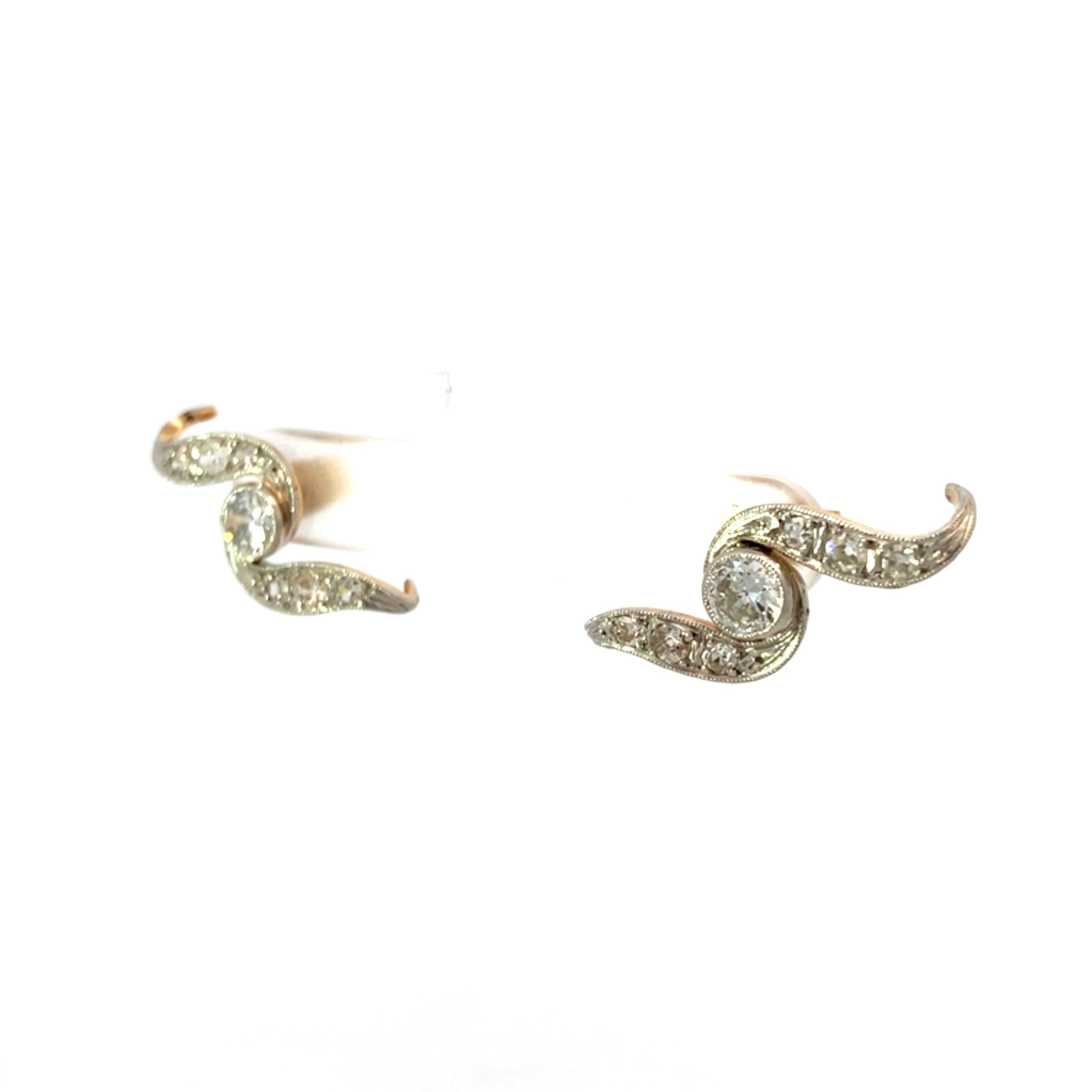 Antique Old Cut Diamond Stud Wrap Climber Dress Earrings