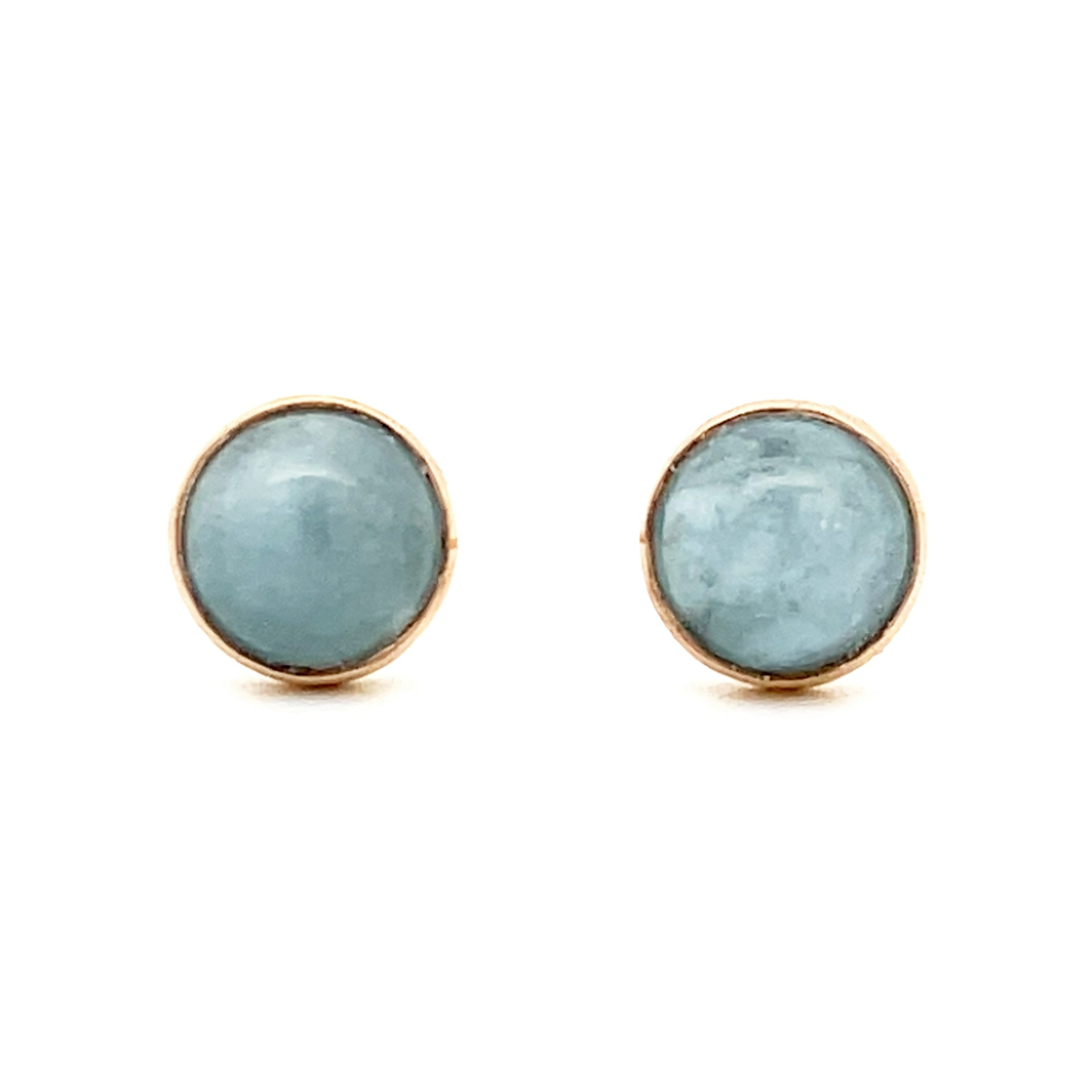 Aquamarine Cabochon 18ct Yellow Gold Stud Earrings
