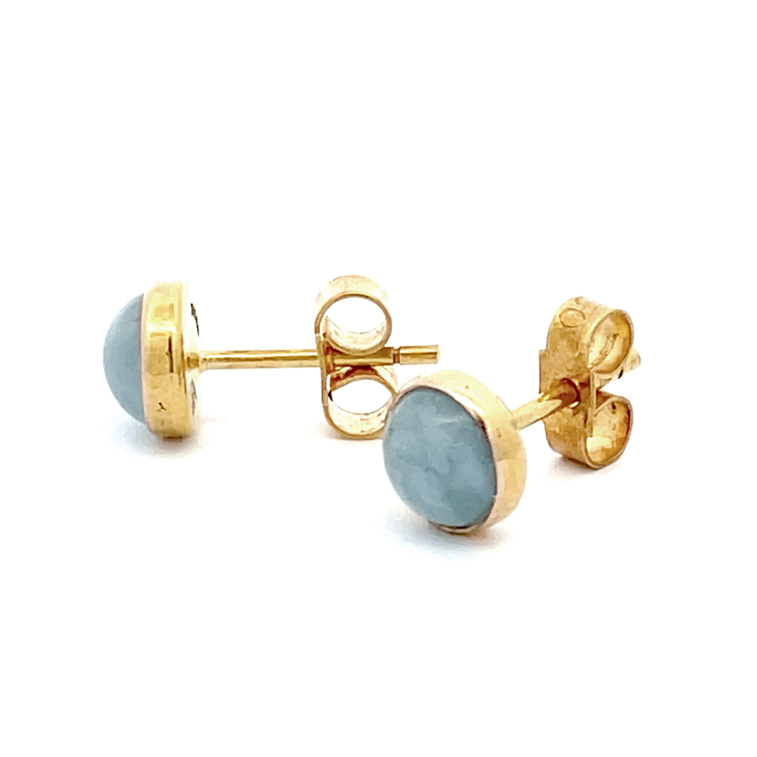 Aquamarine Cabochon 18ct Yellow Gold Stud Earrings