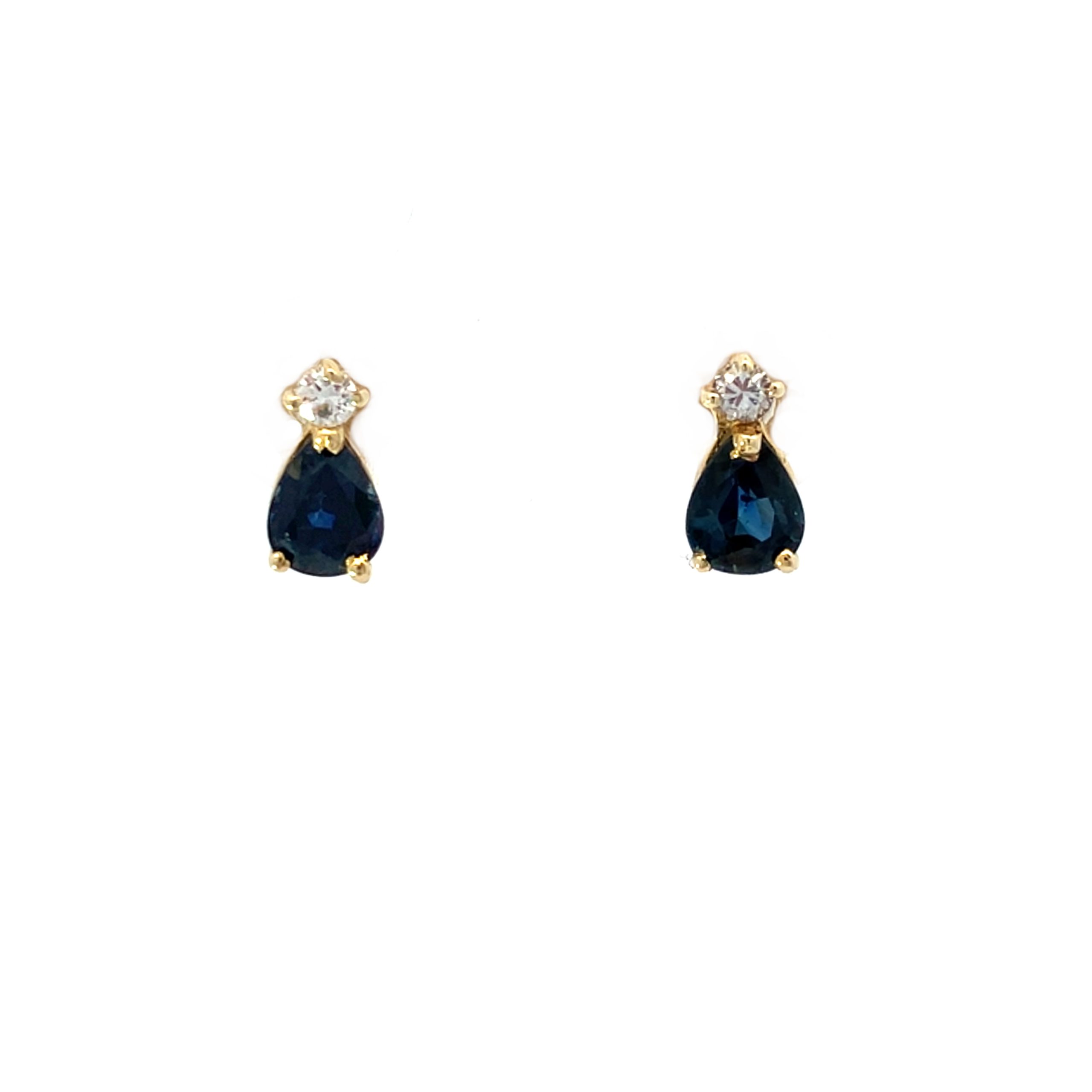Elegant 1.00ct Sapphire and Diamond Yellow Gold Stud Earrings