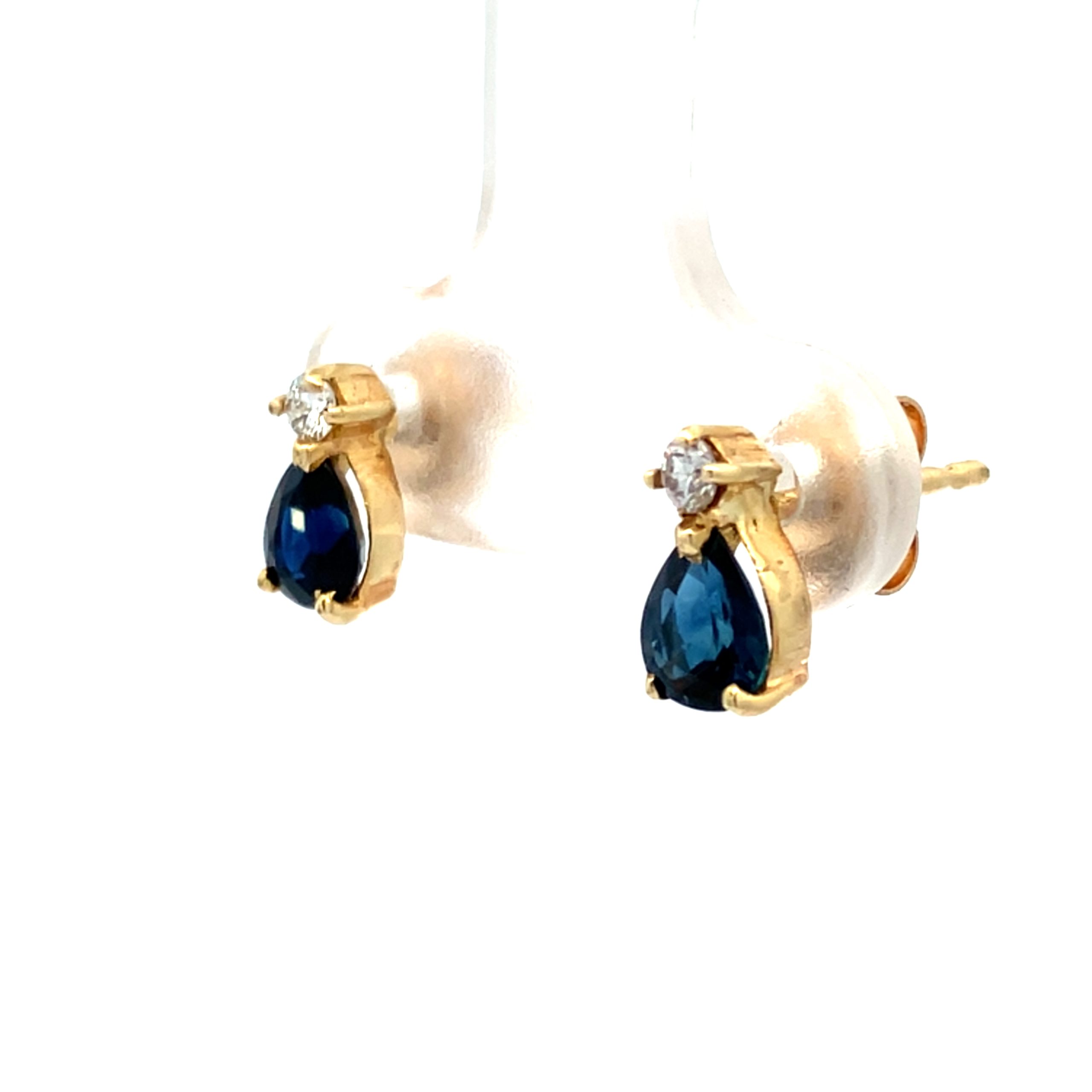 Elegant 1.00ct Sapphire and Diamond Yellow Gold Stud Earrings