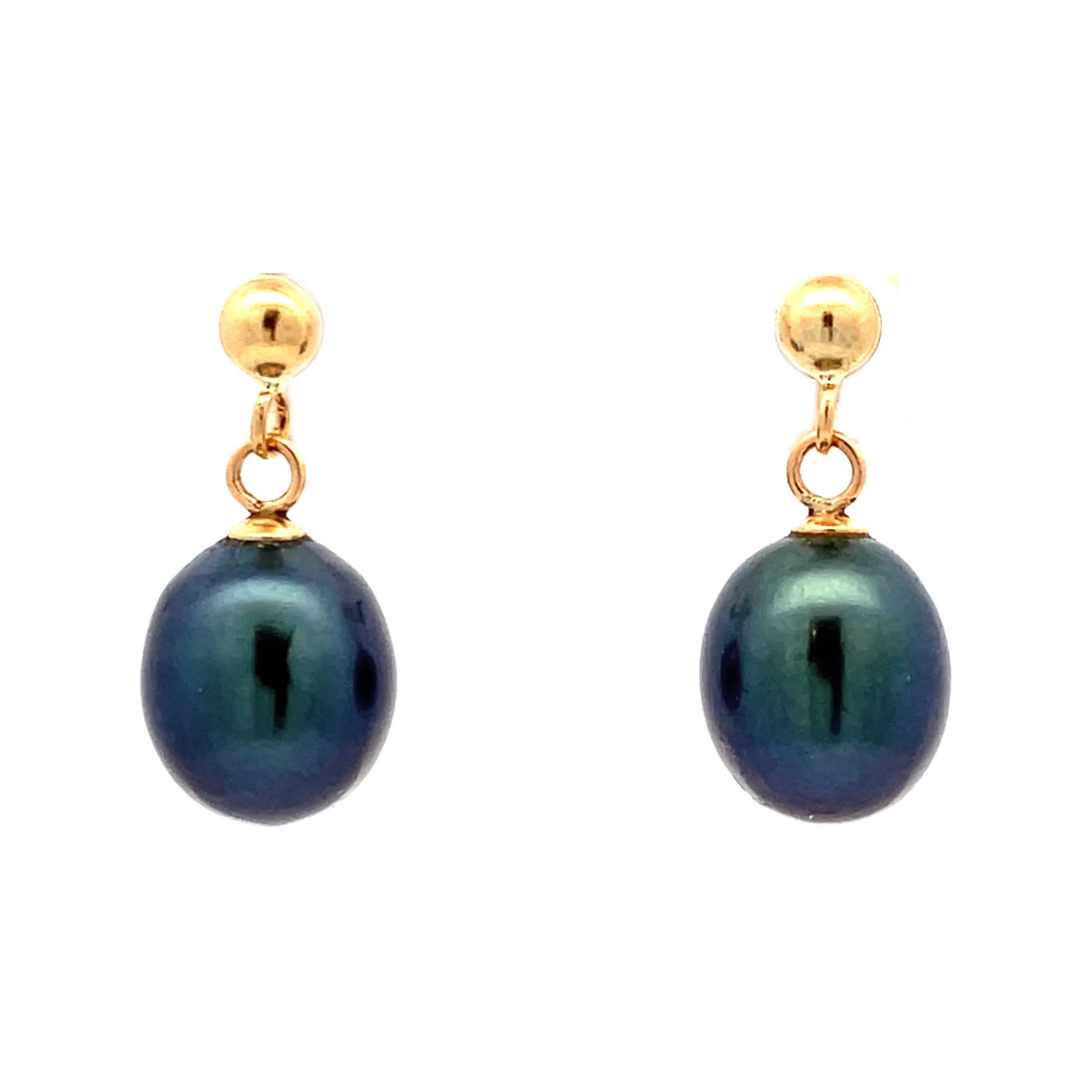 Pretty Yellow Gold Peacock Pearl Drop Earrings
