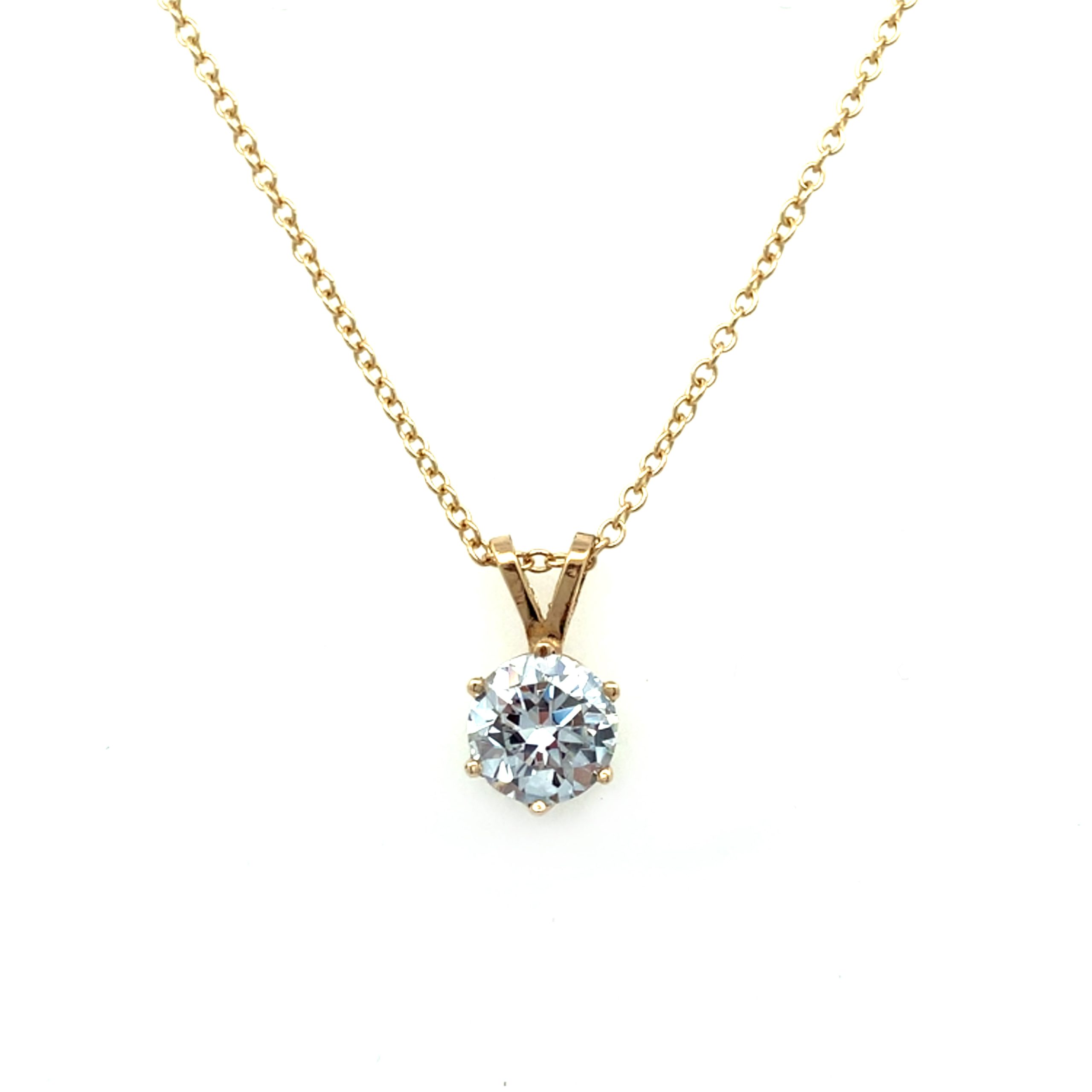Sparkly CZ 9ct Gold Solitaire Necklace - 20 Inch