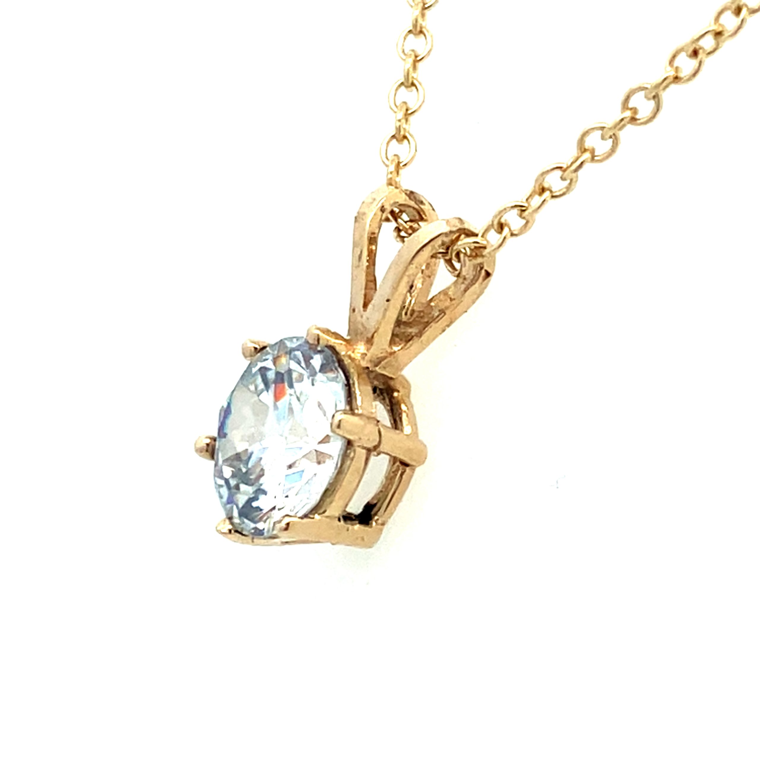 Sparkly CZ 9ct Gold Solitaire Necklace - 20 Inch