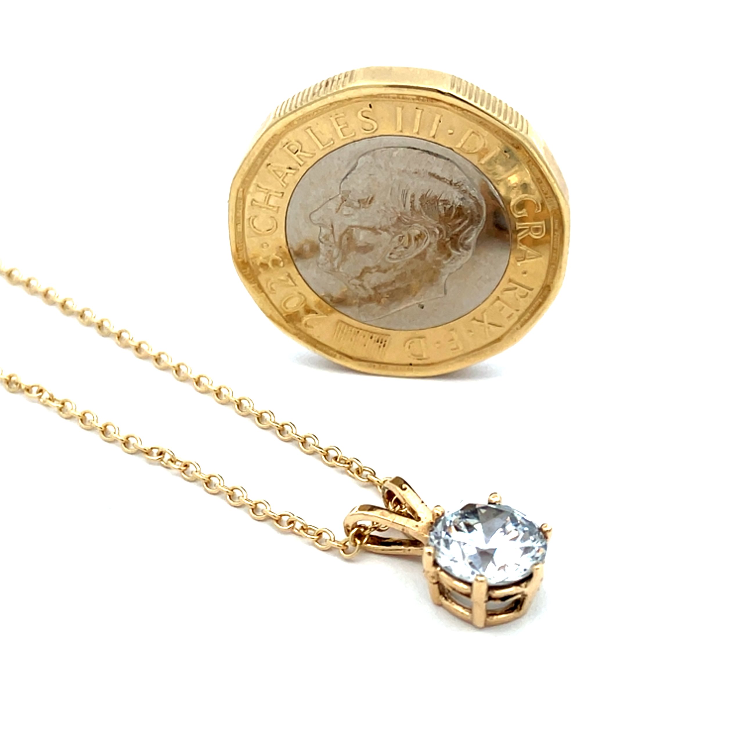 Sparkly CZ 9ct Gold Solitaire Necklace - 20 Inch