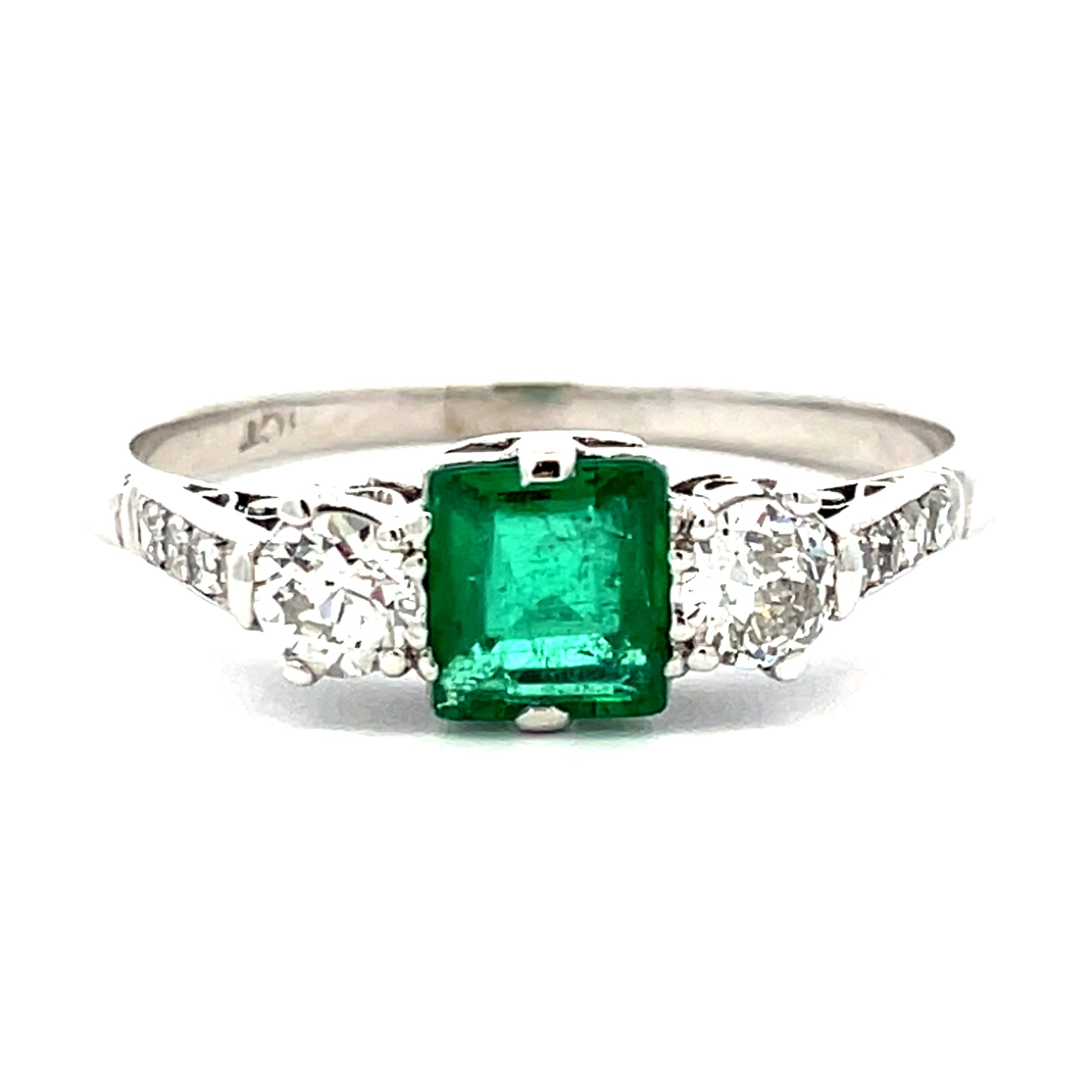 Wonderful Emerald and Diamond Vintage Trilogy Ring