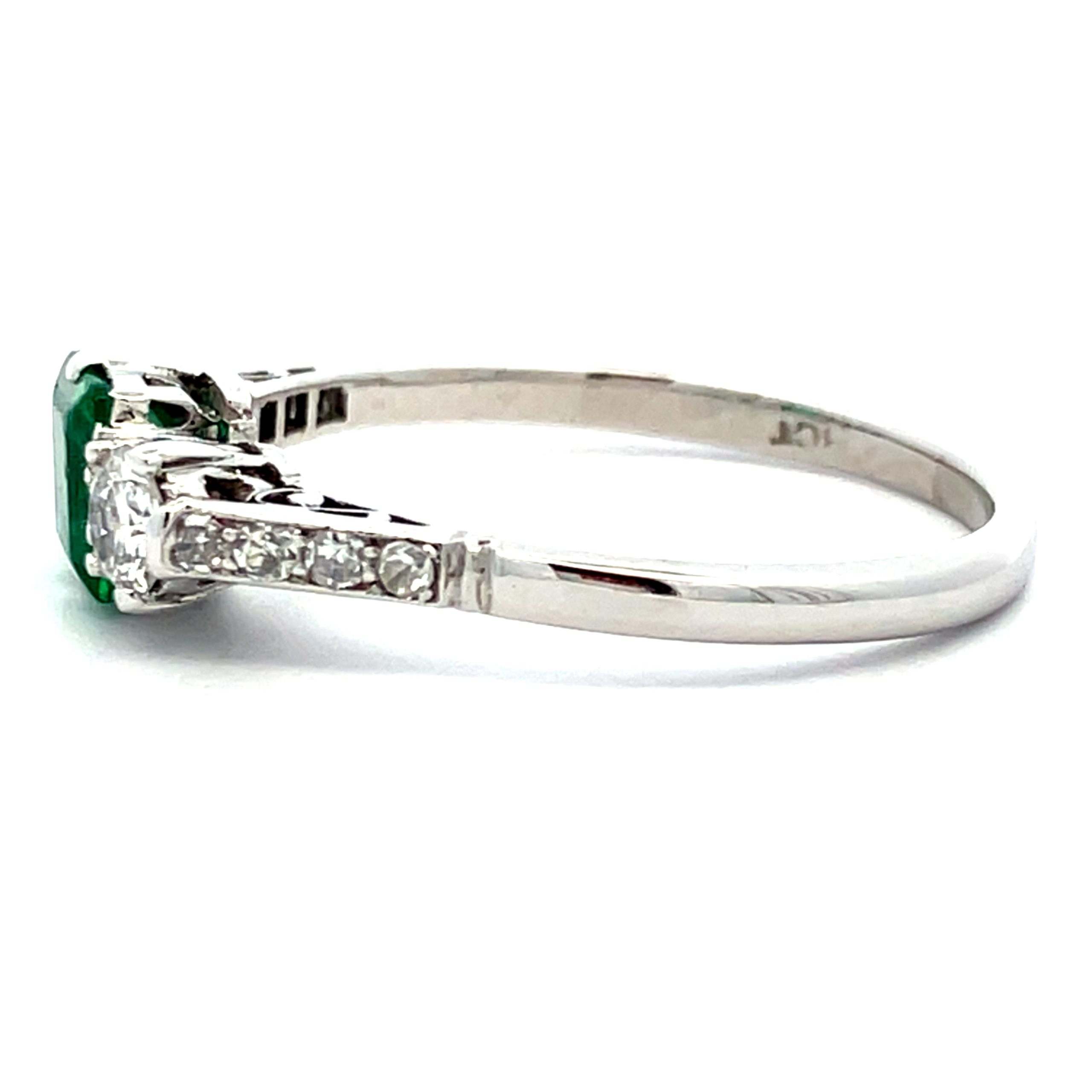 Wonderful Emerald and Diamond Vintage Trilogy Ring