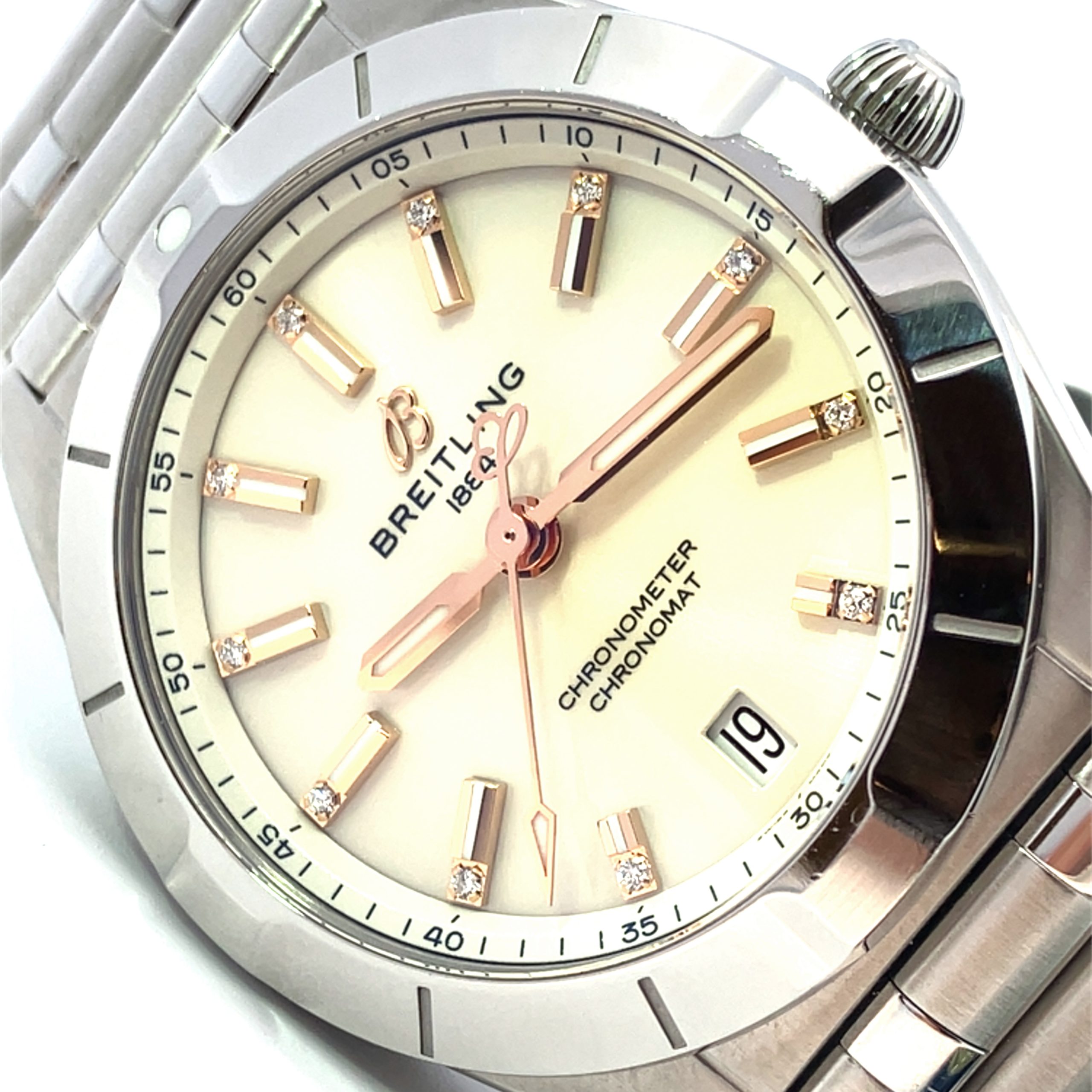 Breitling Ladies Diamond Dial Chronomat 32 Steel Watch A77310
